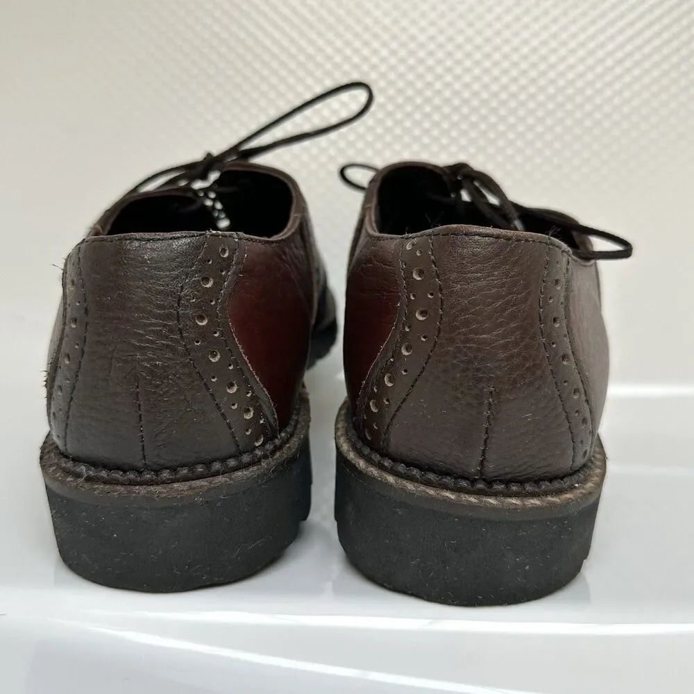 H.S. Trask Shoes Mens 7 1/2 Two-Tone Saddle  Leather Lug Sole Academia Preppy